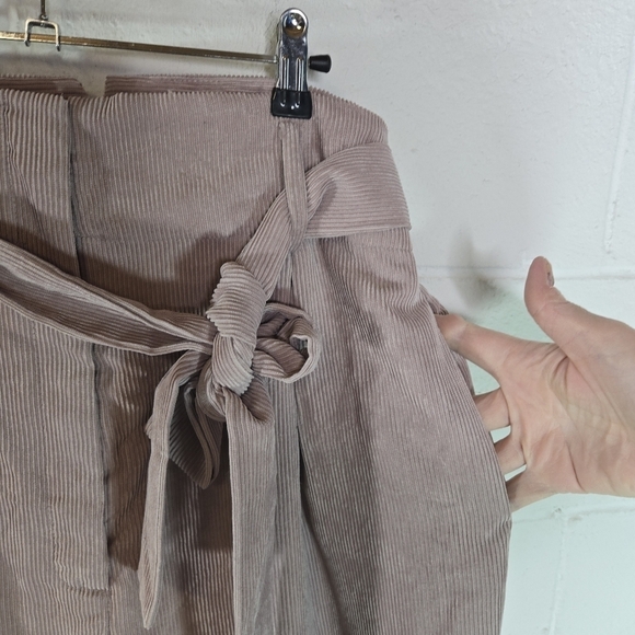 Leyden Randell pink wide whale corduroy paperbag high waist trousers pants new - Picture 9 of 10